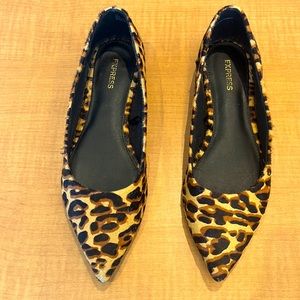 Express brown leopard print flats. Faux Fur Material. Size 7.5
